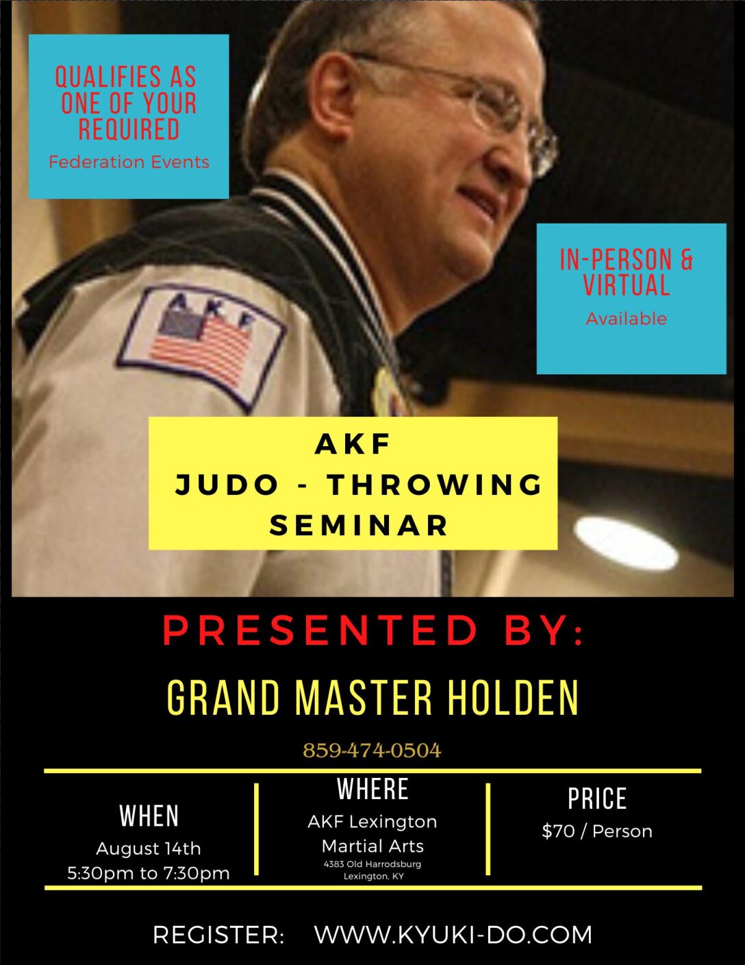 Event poster for Judo with Grand Master Holden